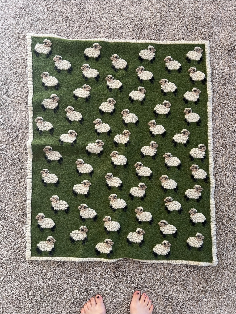 Green Wool Sheep baby blanket